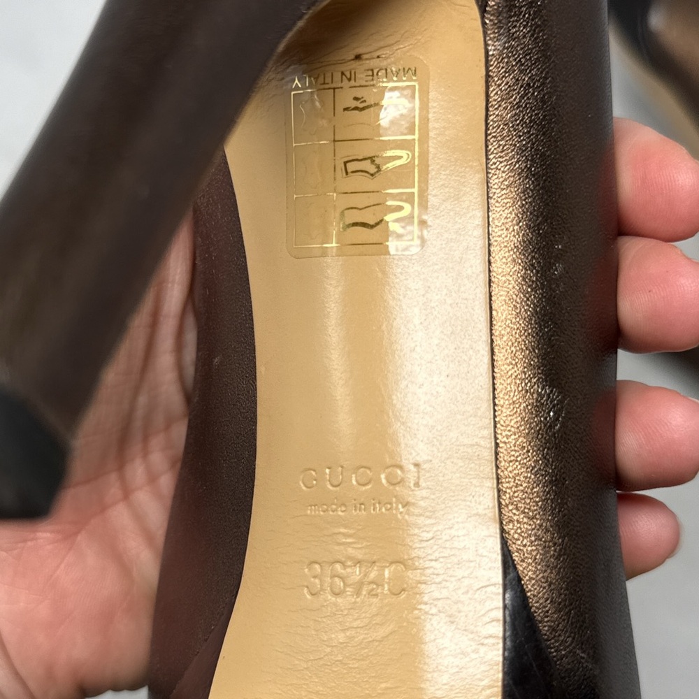 GUCCI Vintage Y2K Hollywood Horsebit Metallic Leather Platform Pump Heels Bronze - Picture 13 of 16